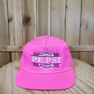 Vintage Pepsi Admiral Beverage Pink Snapback Hat Cap One Size Thailand Adult